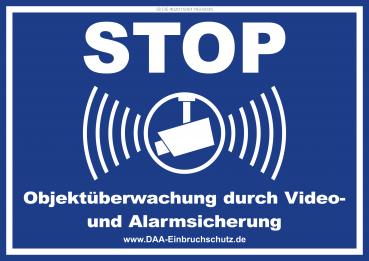 Hinweisbeschilderung - Objektüberwachung durch Video- und Alarmsicherung 002