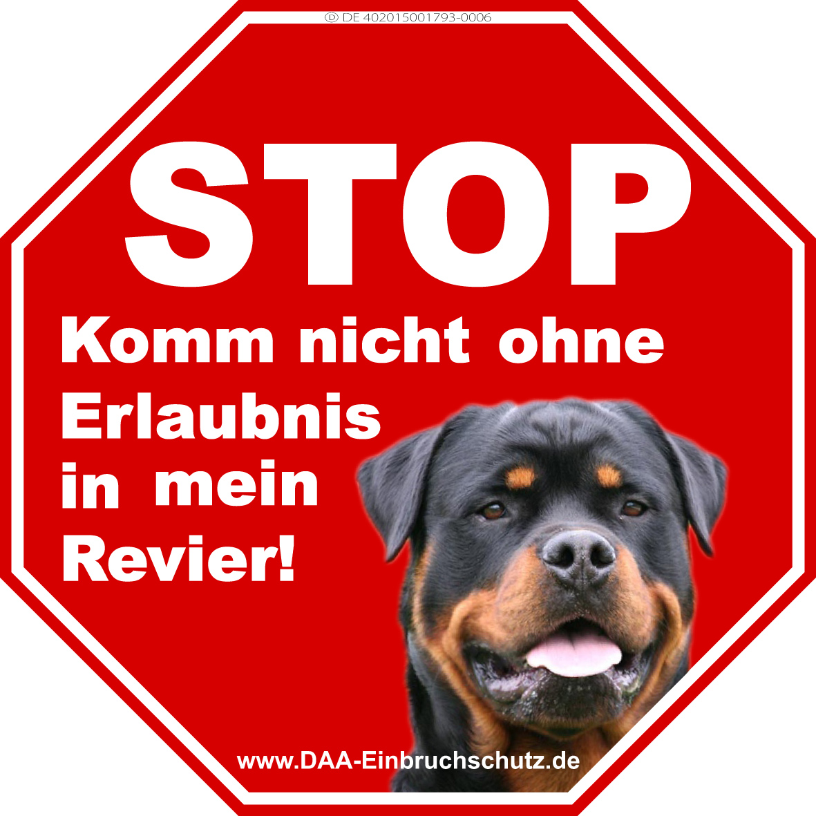 Rottweiler-Hund-Aluminium-Edelstahl-Optik-Hunde-Video-Schild-Warnschild-TOP