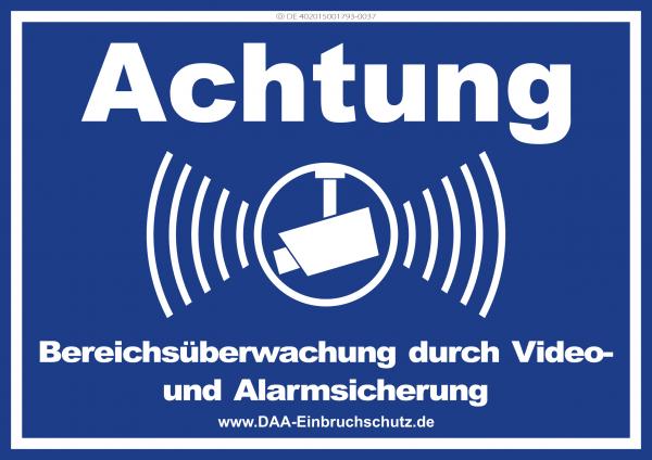 Hinweisbeschilderung - Bereichsüberwachung durch Video- und Alarmsicherung 002