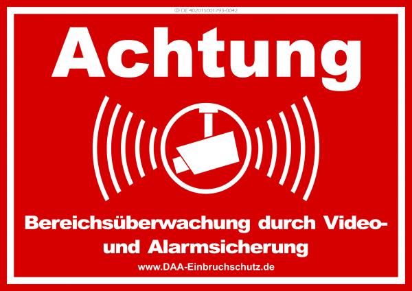 Hinweisbeschilderung - Bereichsüberwachung durch Video- und Alarmsicherung 003